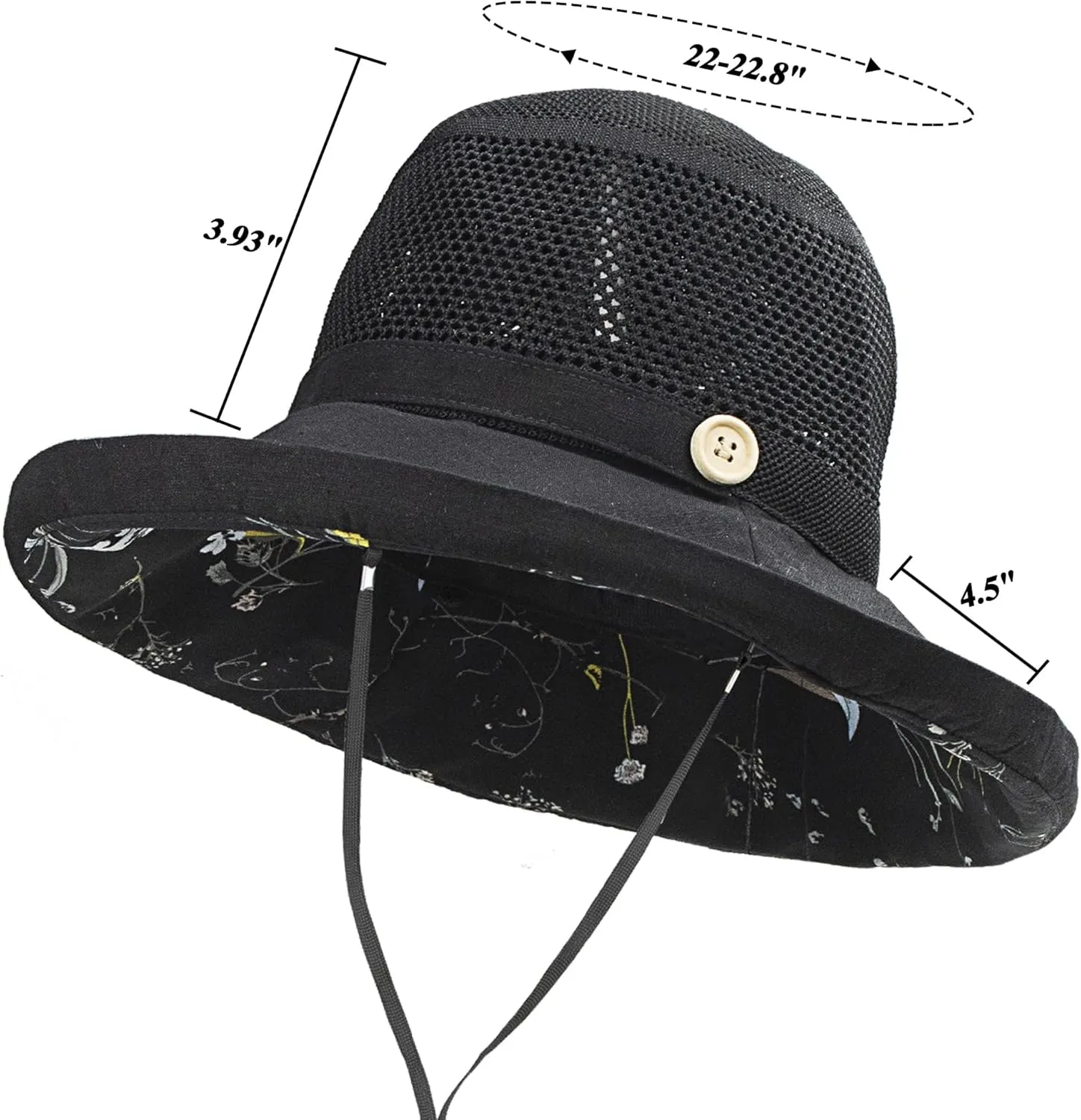 Women Bucket Sun Hats Wide Brim Lightweight & Breathable Mesh Beach Cap Floral UPF50  Fishing Hat
