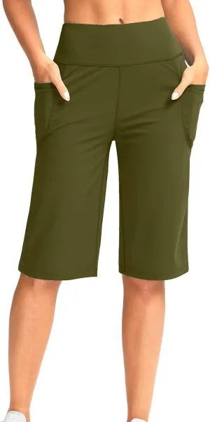 Women Capri Jeans High Waisted 2025 Spring Fashion Loose Pants Cropped Trousers Quick Dry Active Pockets Drawstring