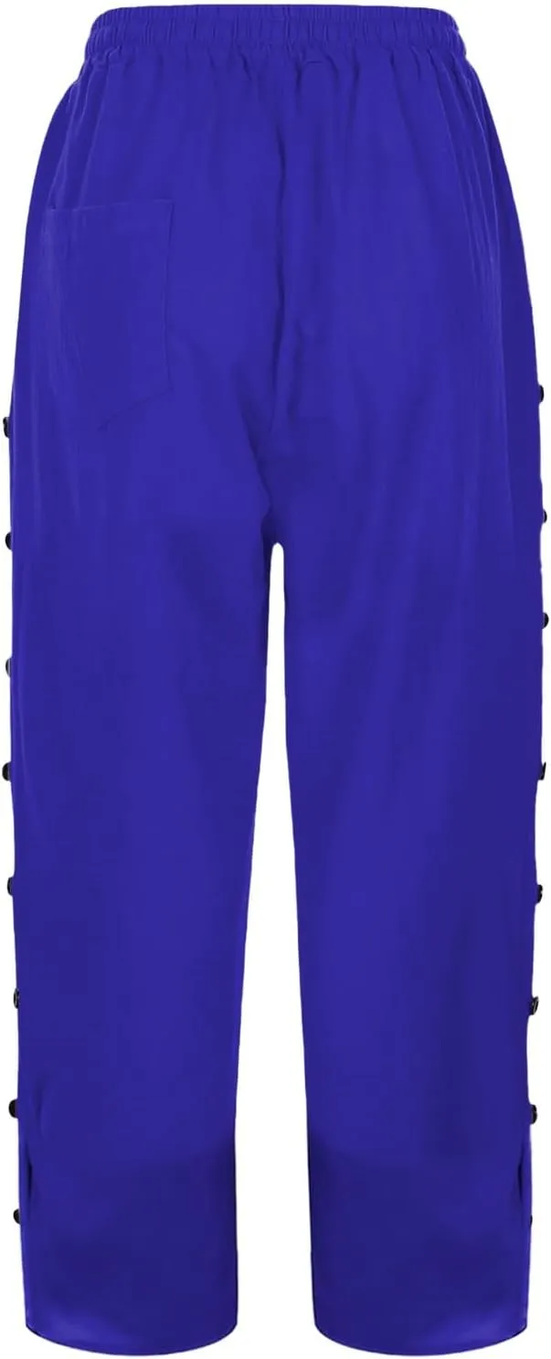 Women Linen Pants 2025 Wide Leg Casual Adjustable Tie Palazzo Pant Cotton Lounge Beach Summer Trousers with Pockets