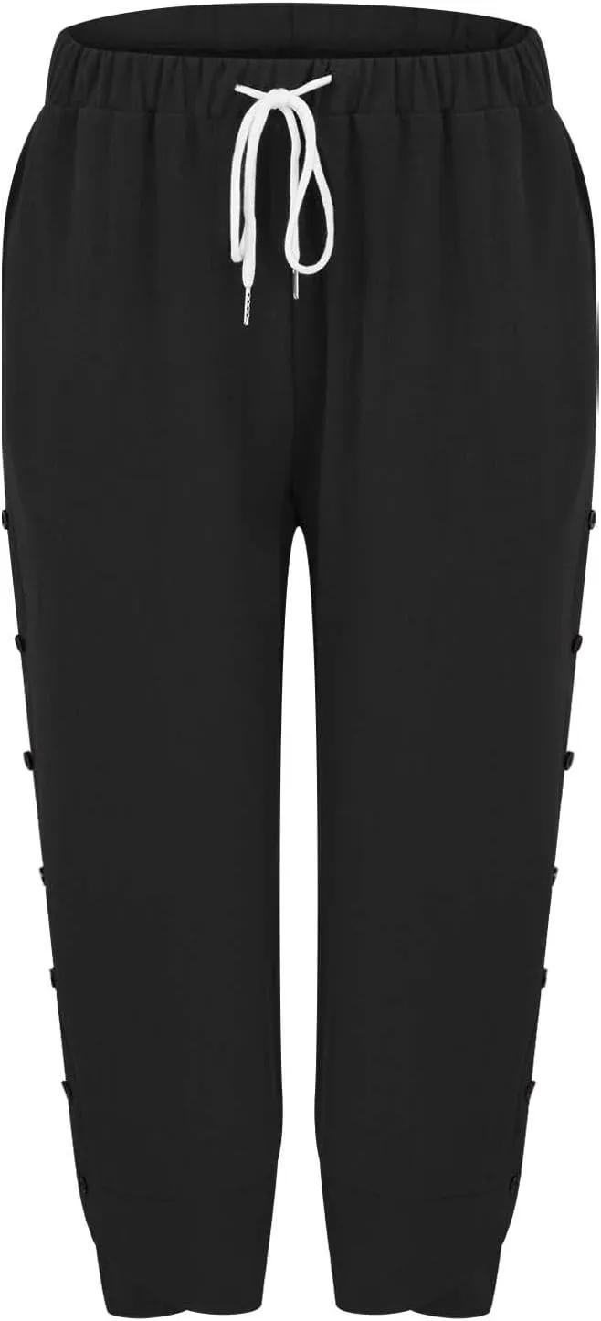 Women Linen Pants 2025 Wide Leg Casual Adjustable Tie Palazzo Pant Cotton Lounge Beach Summer Trousers with Pockets