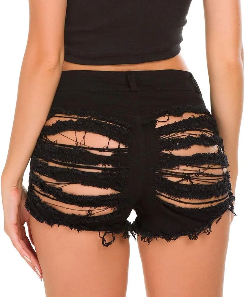 Women Sexy Denim Cut Off Shorts Low/High Waist Distressed Ripped Hole Shorts Hot Jeans Nightclub Wear