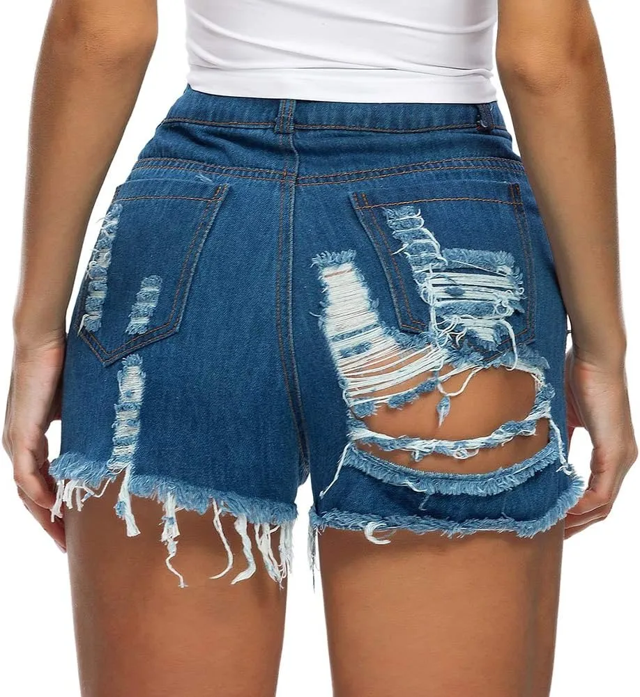 Women Sexy Denim Cut Off Shorts Low/High Waist Distressed Ripped Hole Shorts Hot Jeans Nightclub Wear