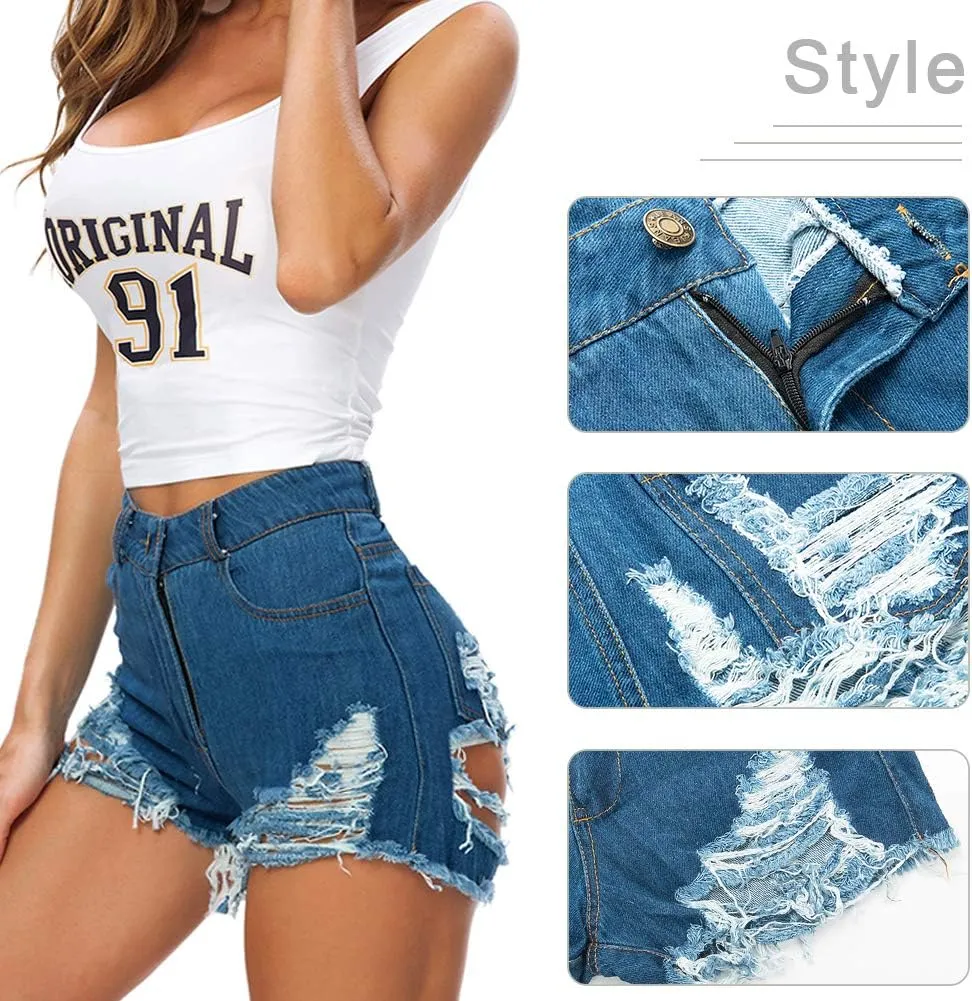 Women Sexy Denim Cut Off Shorts Low/High Waist Distressed Ripped Hole Shorts Hot Jeans Nightclub Wear