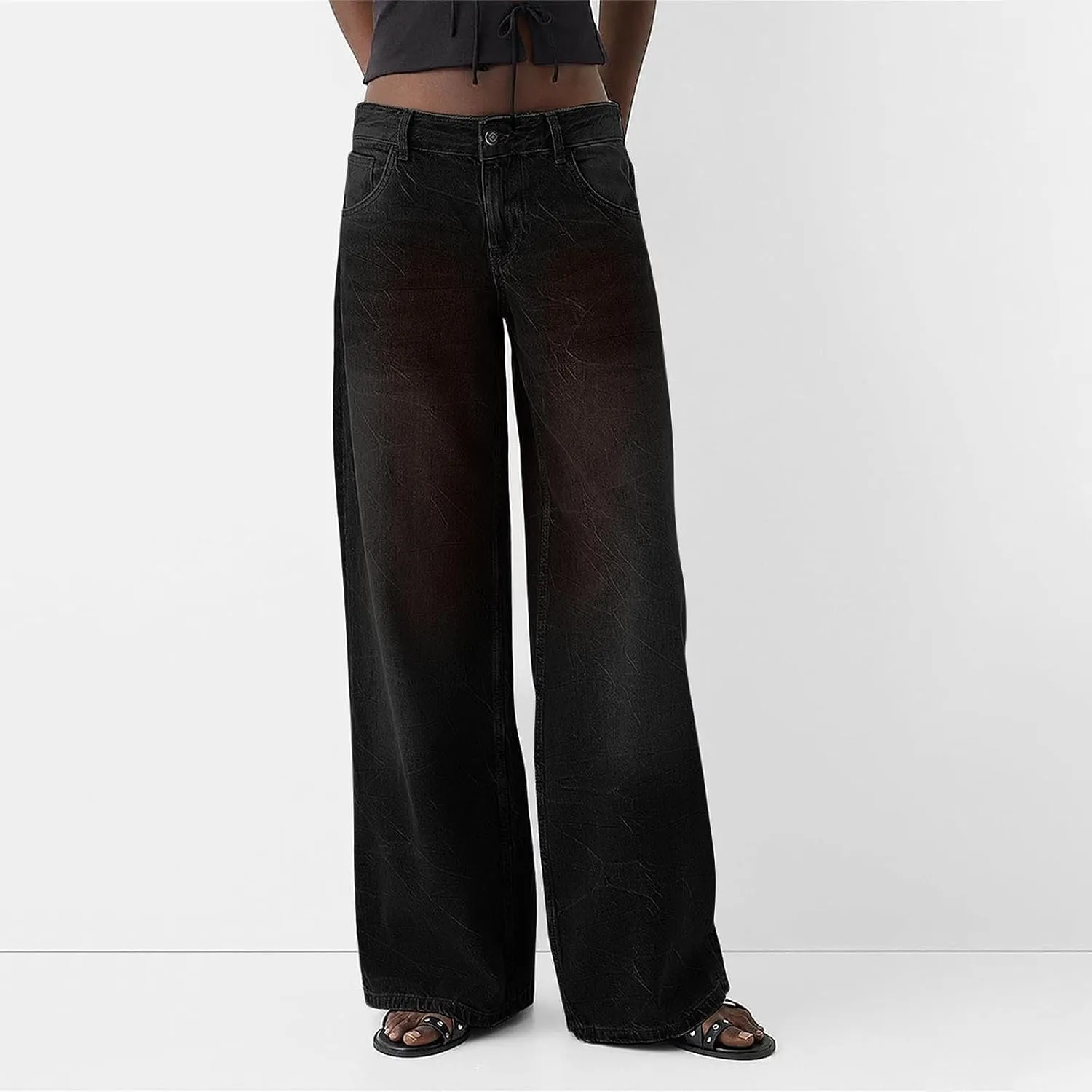 Women Sweatpants Jeans High Waited Baggy Wide Leg Boyfriend Jeans Streetwear Loose Fit Y2k Denim Pants with Pockets