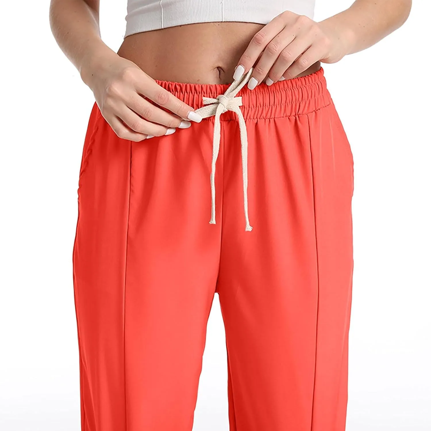 Women Sweatpants Joggers Long High Waisted Y2k Baggy Pants Trendy Lounge Athletic Bottom Trouser with Pockets