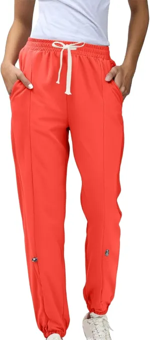Women Sweatpants Joggers Long High Waisted Y2k Baggy Pants Trendy Lounge Athletic Bottom Trouser with Pockets