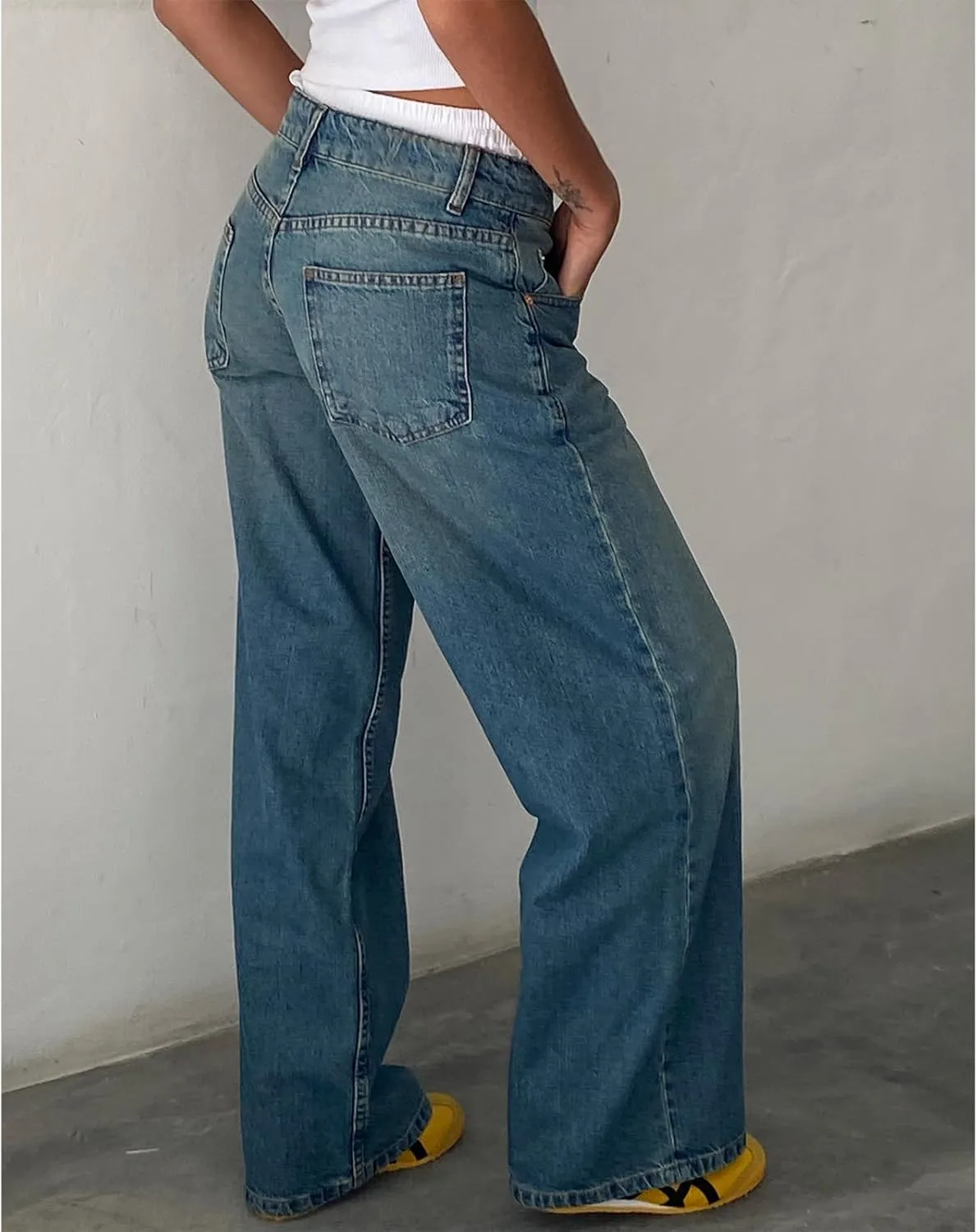 Women Wide Leg Jeans Casual High Waist Baggy Boyfriend Denim Pants Y2K Straight Streetwear Jeans Mom Jeans Trousers