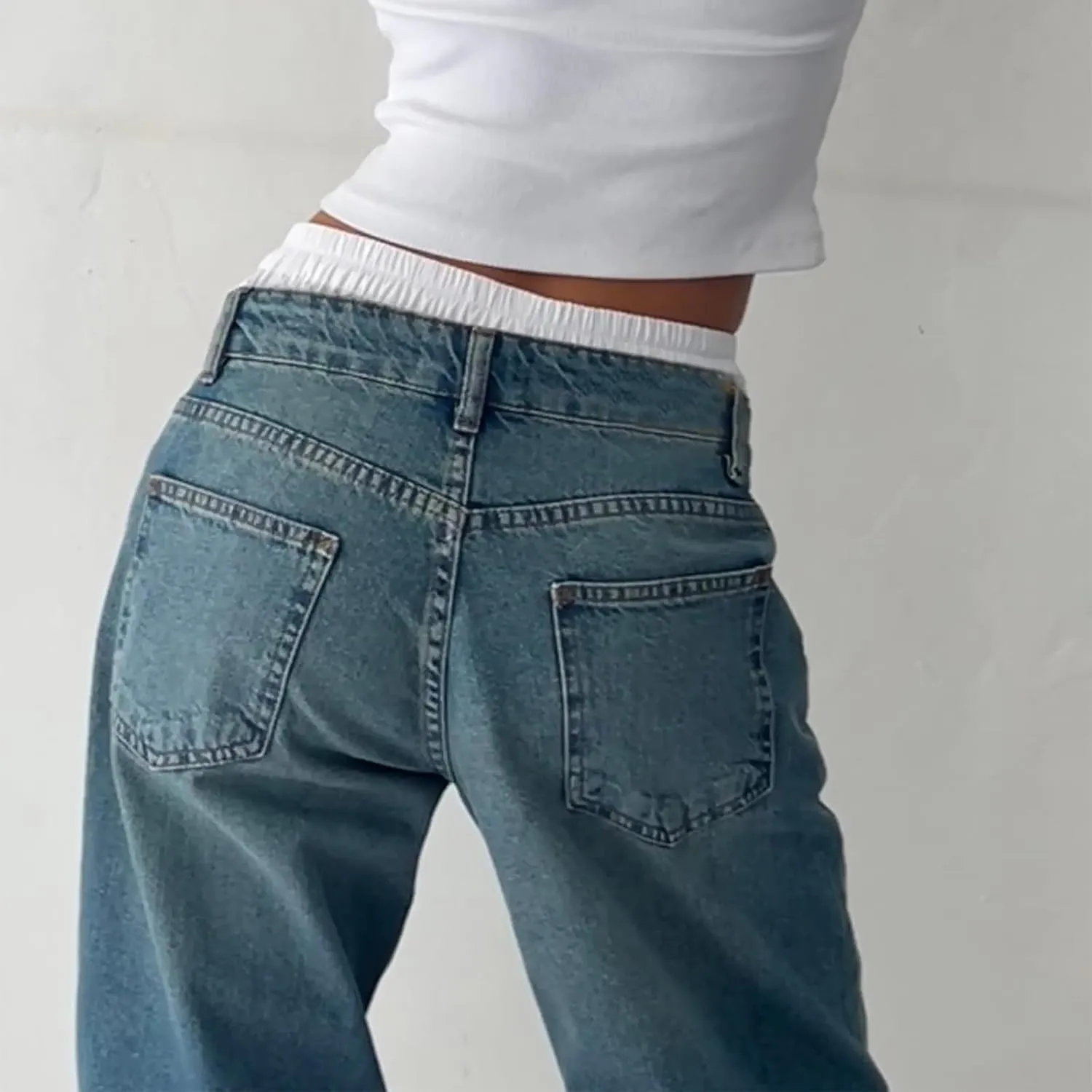 Women Wide Leg Jeans Casual High Waist Baggy Boyfriend Denim Pants Y2K Straight Streetwear Jeans Mom Jeans Trousers