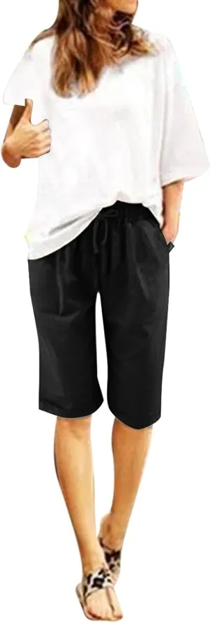 Women Wide Leg Linen Pants 2025 Summer High Waisted Palazzo Pants Office Loose Flowy Trouser with Pockets