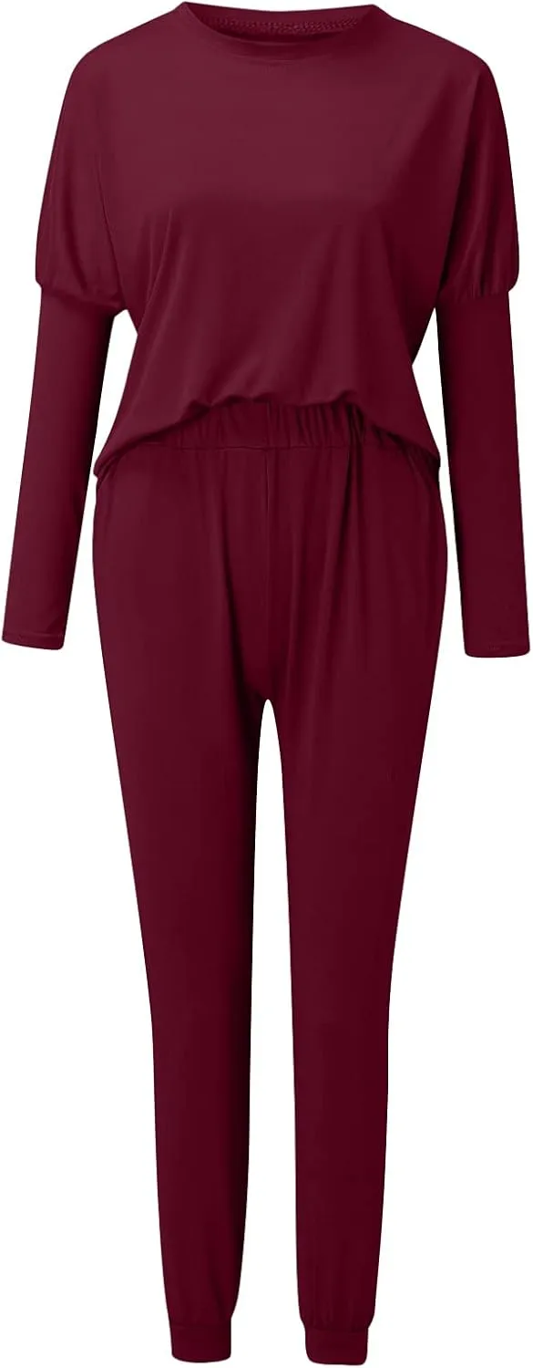 Women's 2 Piece Outfits Women's Pants Sets Two Long Casual Blouse Sleeve Pajamas Long Women V Neck Long Sleeve