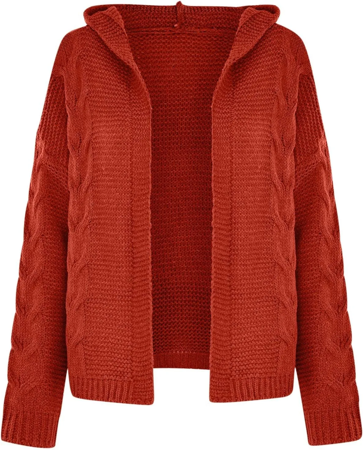 Womens 2024 Fall Winter Clothes Open Front Chunky Knit Hoodies Sweater Loose Long Sleeve Cardigan Casual Outwear Coat