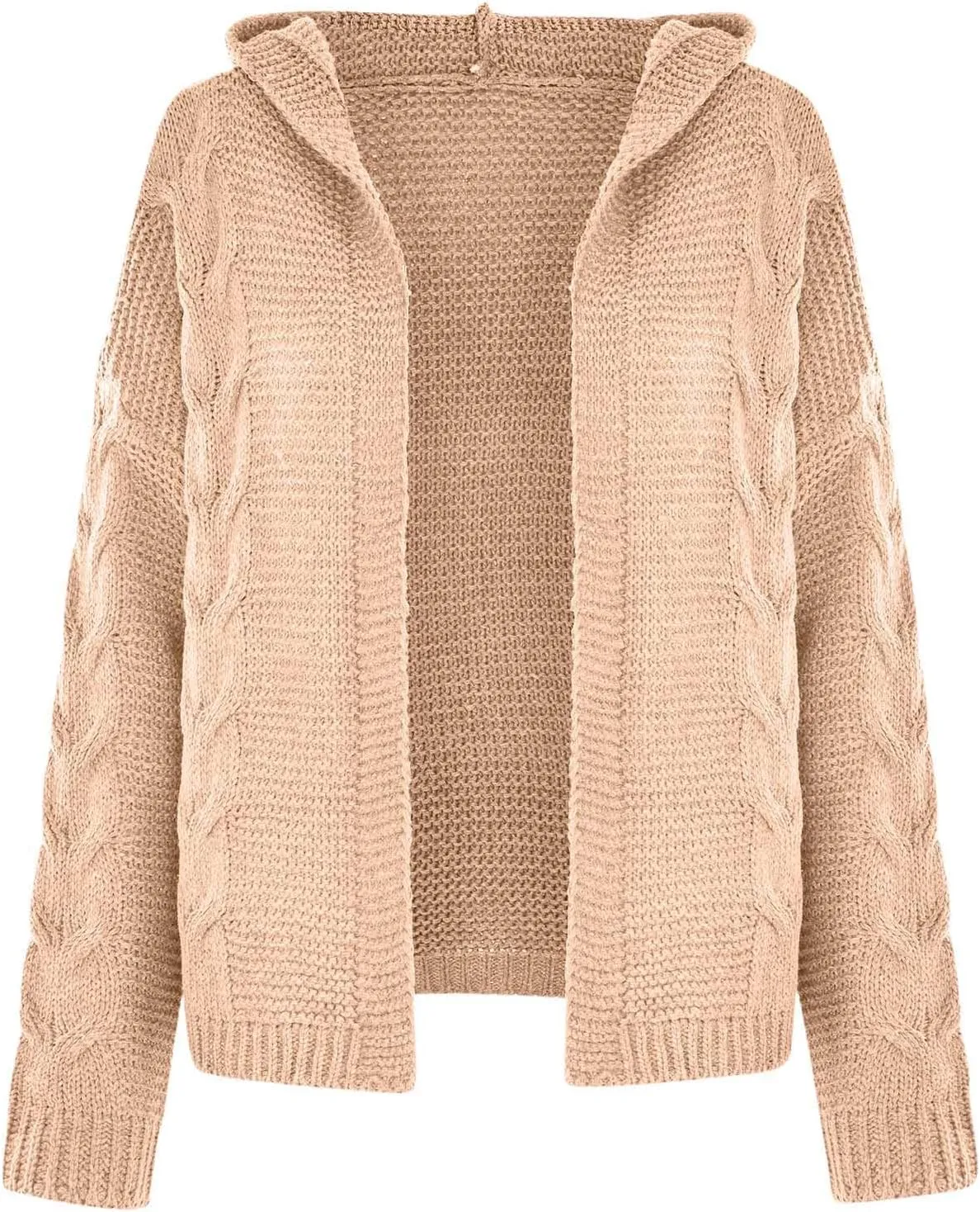 Womens 2024 Fall Winter Clothes Open Front Chunky Knit Hoodies Sweater Loose Long Sleeve Cardigan Casual Outwear Coat