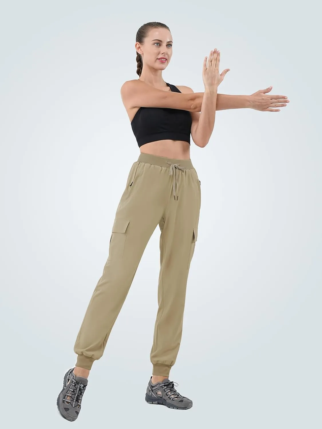 Women's 30"/32"/34"/36" Tall Inseam Cargo Joggers Lightweight Hiking Pants Quick Dry Athletic Workout Outdoor