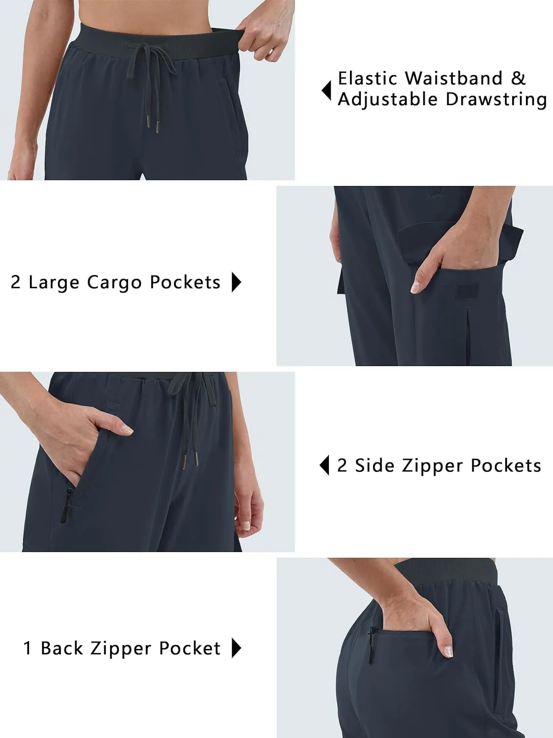Women's 30"/32"/34"/36" Tall Inseam Cargo Joggers Lightweight Hiking Pants Quick Dry Athletic Workout Outdoor