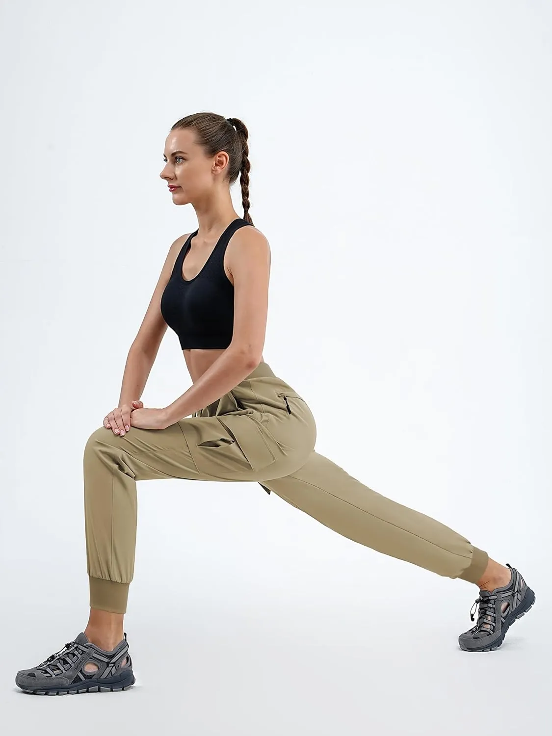 Women's 30"/32"/34"/36" Tall Inseam Cargo Joggers Lightweight Hiking Pants Quick Dry Athletic Workout Outdoor