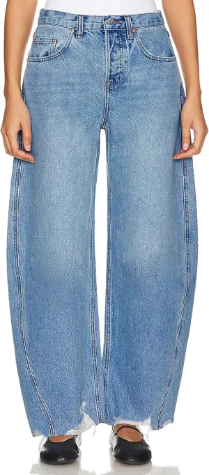 Women's Baggy Wide Leg Cropped Jeans High Waisted Boyfriend Barrel Jean Stretch Ankle Ripped Horseshoes Denim Pants