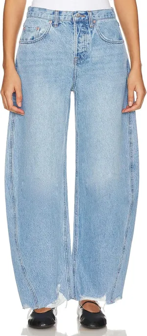 Women's Baggy Wide Leg Cropped Jeans High Waisted Boyfriend Barrel Jean Stretch Ankle Ripped Horseshoes Denim Pants