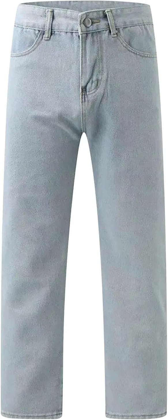 Womens Baggy Wide Leg Jeans High Waisted Boyfriend Loose Fit Bell Bottom Stretchy Denim Pants with Pockets