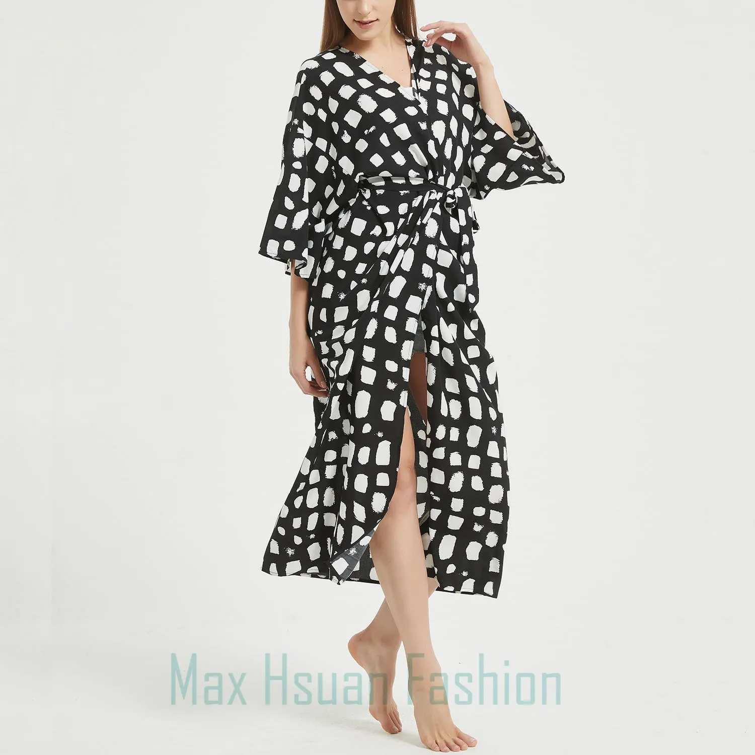Women's Bohemian Floral Print Kimono Cardigan Summer Swimsuit Beach Cover Up Dresses