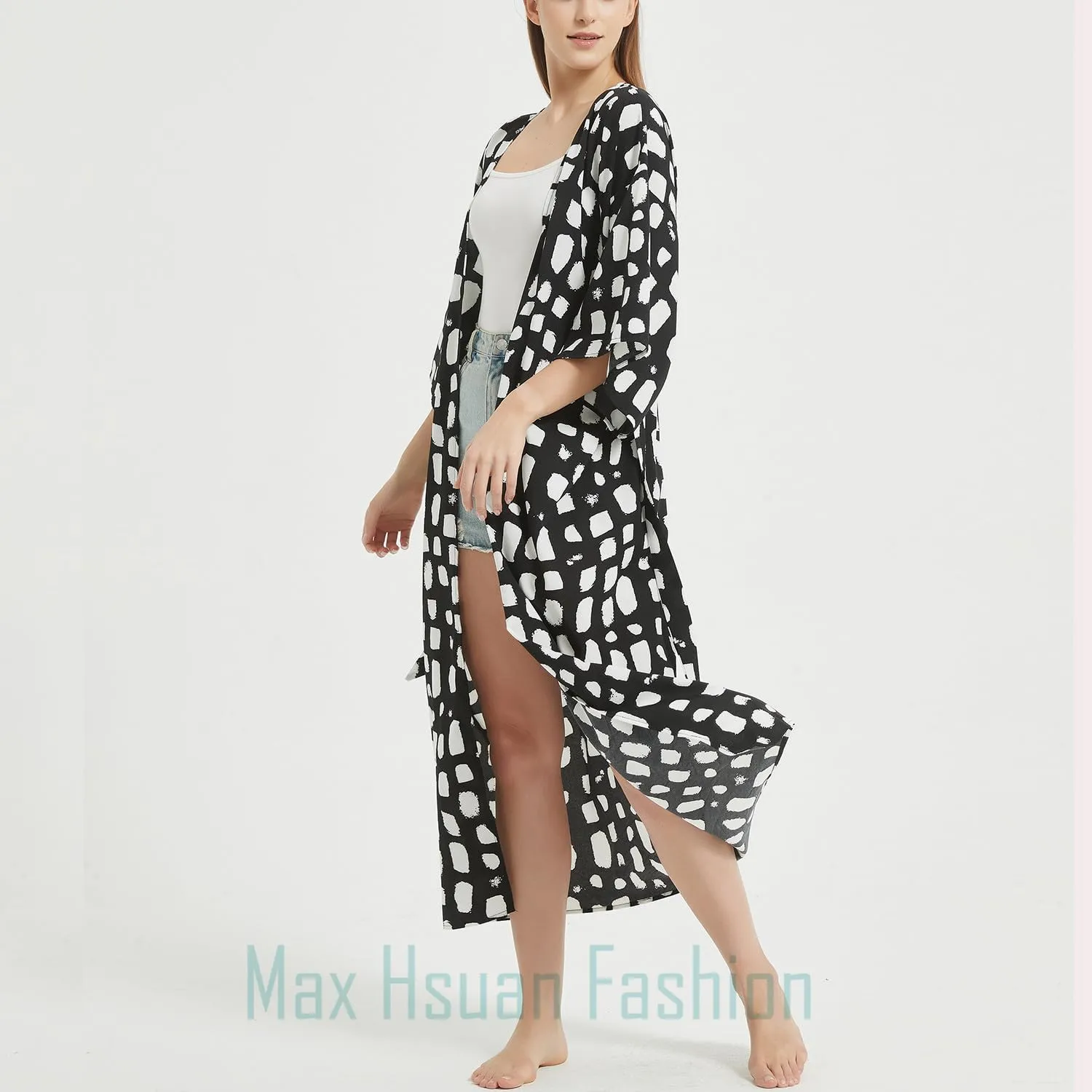 Women's Bohemian Floral Print Kimono Cardigan Summer Swimsuit Beach Cover Up Dresses