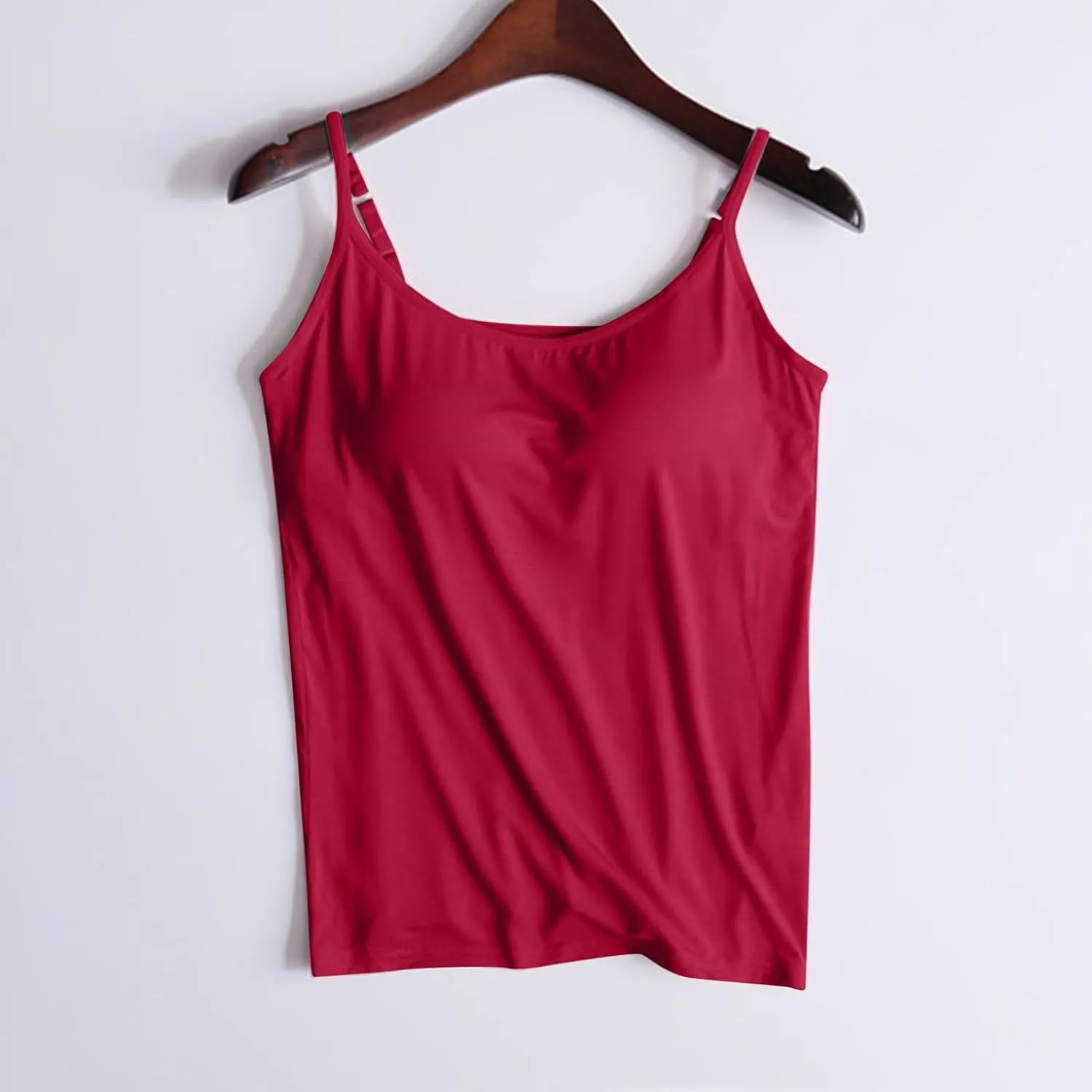 Women's Cami with Built in Bra, Stretch Modal Camisole, Adjustable Straps Camisole, Summer Casual Yoga Tank Tops