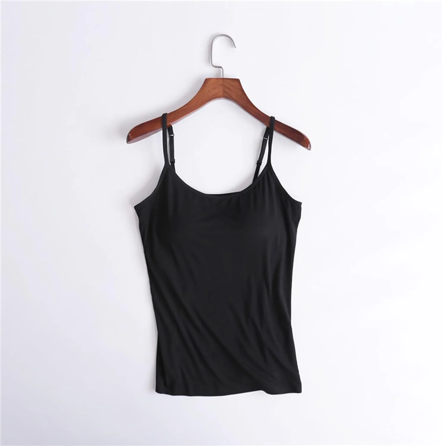 Women's Cami with Built in Bra, Stretch Modal Camisole, Adjustable Straps Camisole, Summer Casual Yoga Tank Tops