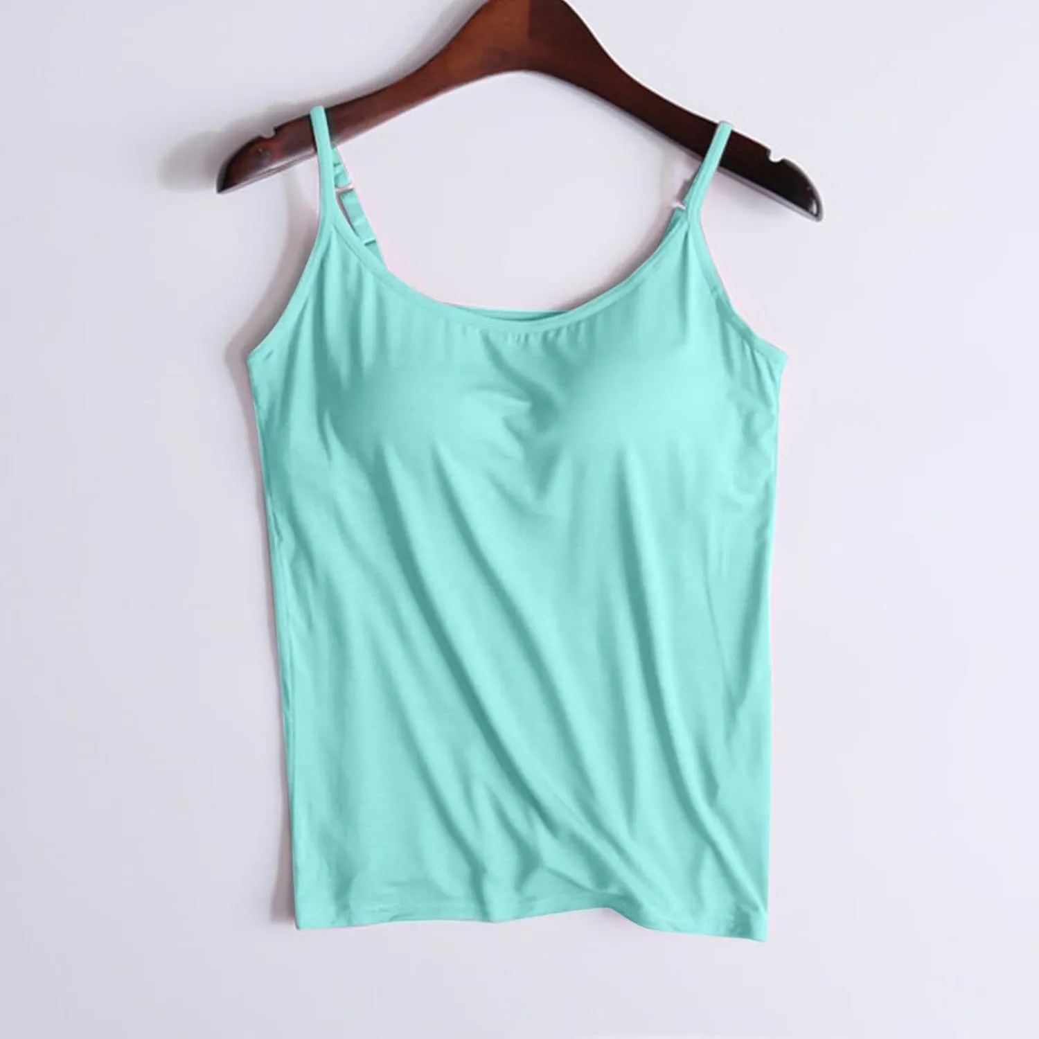 Women's Cami with Built in Bra, Stretch Modal Camisole, Adjustable Straps Camisole, Summer Casual Yoga Tank Tops