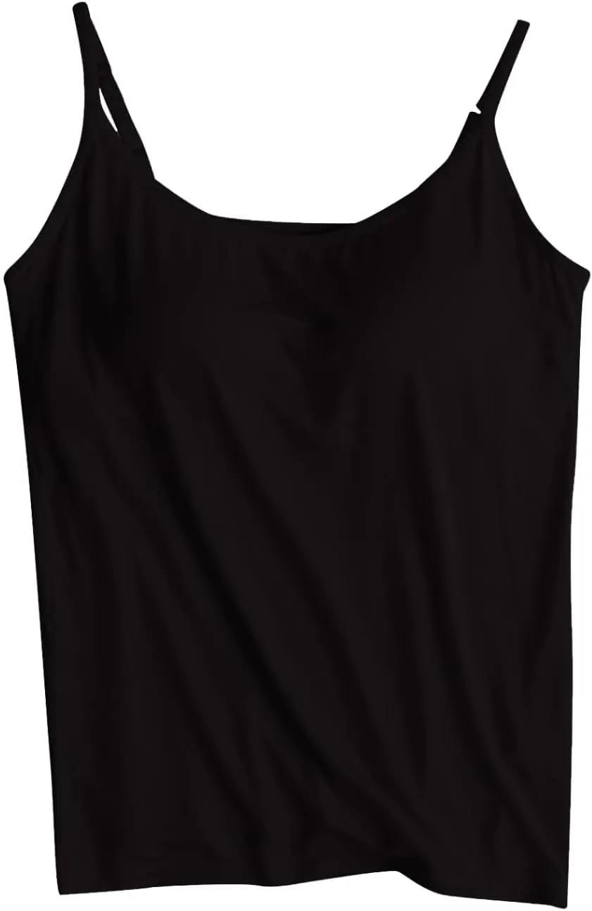 Women's Cami with Built in Bra, Stretch Modal Camisole, Adjustable Straps Camisole, Summer Casual Yoga Tank Tops