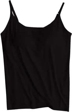 Women's Cami with Built in Bra, Stretch Modal Camisole, Adjustable Straps Camisole, Summer Casual Yoga Tank Tops
