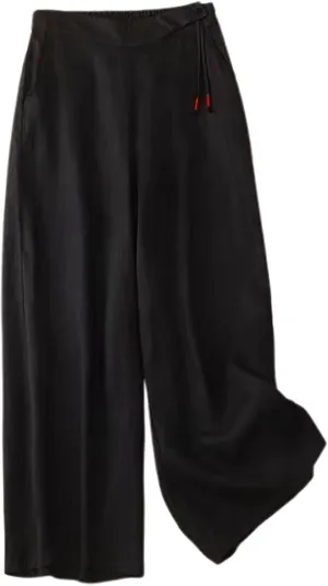 Women's Cotton Linen Palazzo Trousers Elastic Waist Wide Leg Capri Pants Summer Trendy Vacation Breathable Flowy Pant