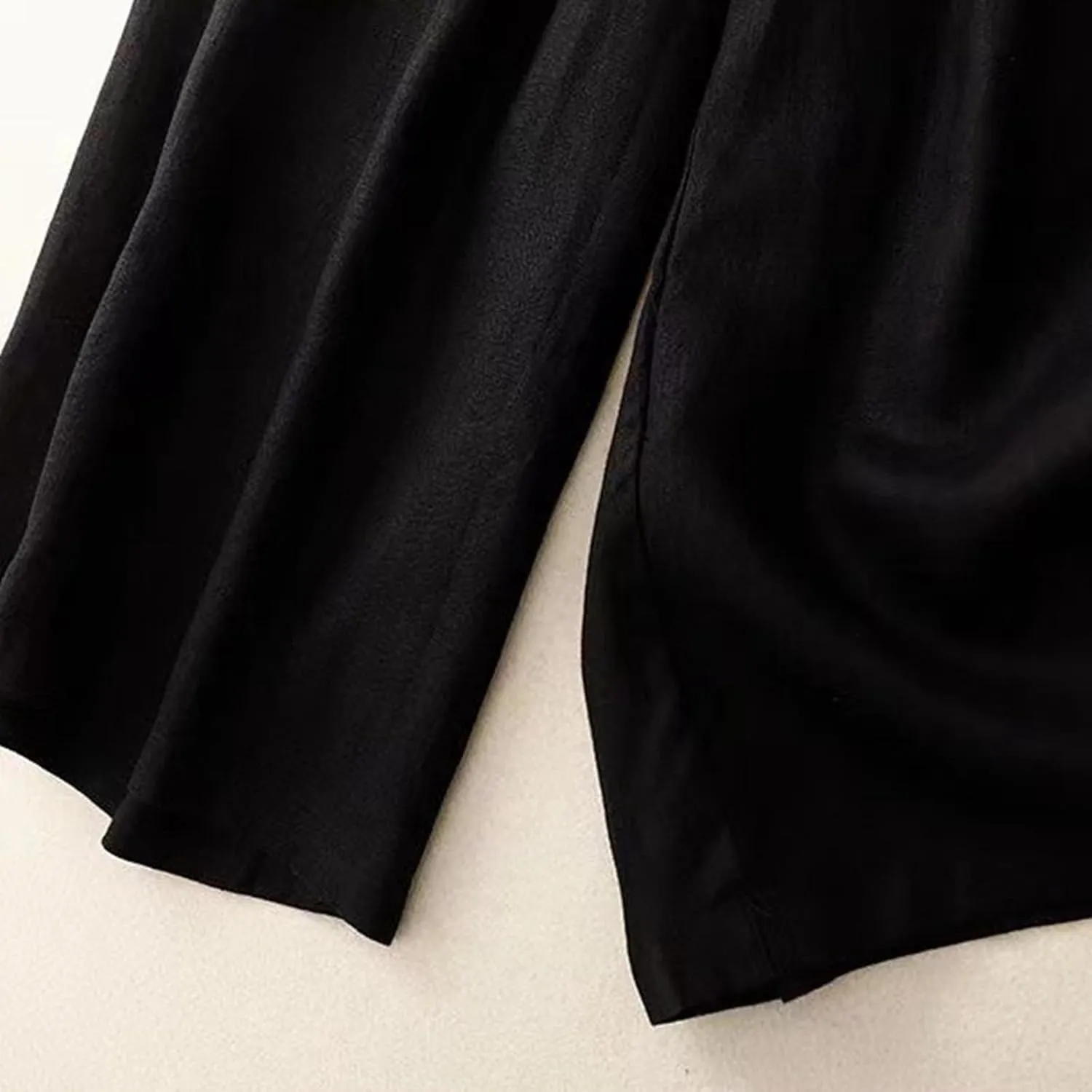 Women's Cotton Linen Palazzo Trousers Elastic Waist Wide Leg Capri Pants Summer Trendy Vacation Breathable Flowy Pant