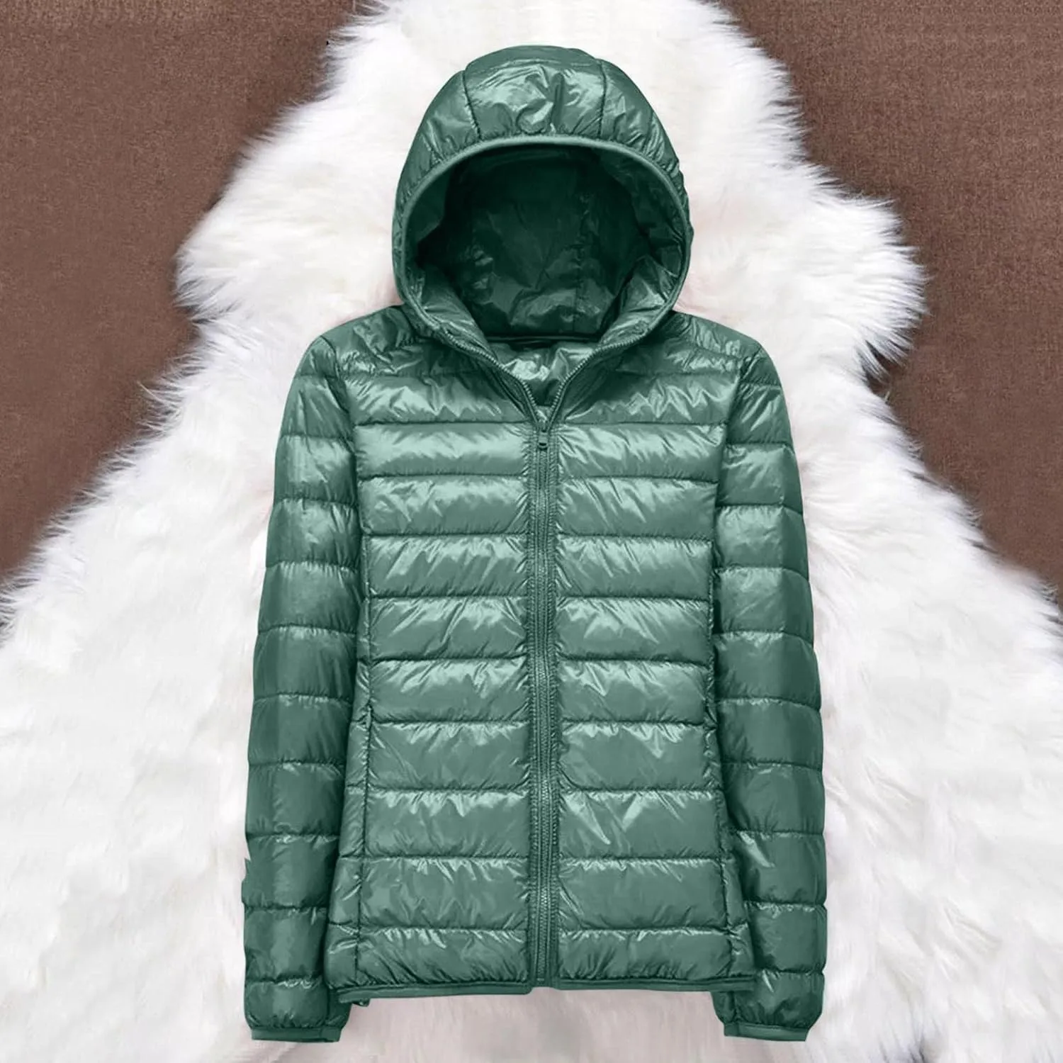 Women's Down Jacket Hooded Windproof Puffer Coat Packable Warm Winter Jacket Lightweight Ladies Parka Chunky With Hood Trendy