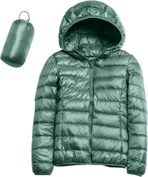 Women's Down Jacket Hooded Windproof Puffer Coat Packable Warm Winter Jacket Lightweight Ladies Parka Chunky With Hood Trendy