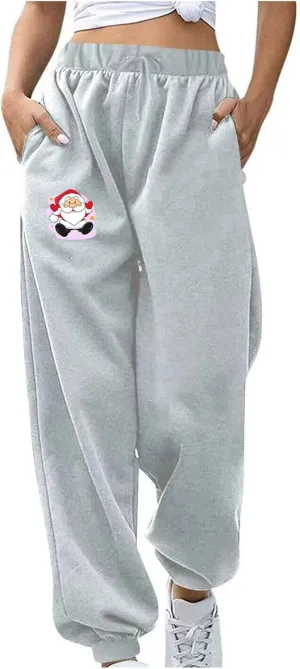 Women's Fleece Lined Sweatpants Drawstring Athletic Joggers Cinch Bottom Sweatpants Lounge Trousers with Pockets
