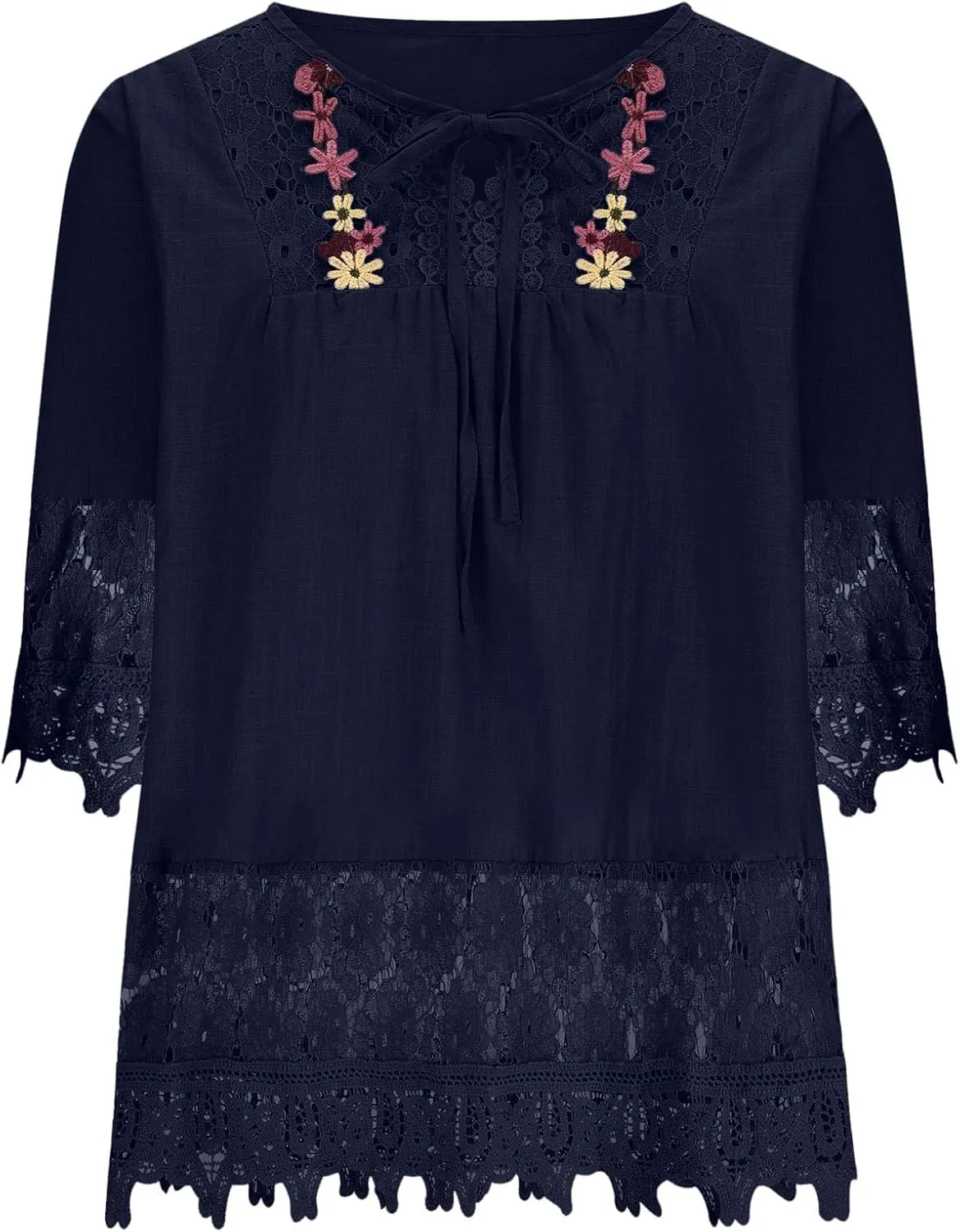 Women's Floral Print Linen Short Sleeve T Shirt Summer Basic Casual Oversized Blouses V-Neck Loose Tshirt