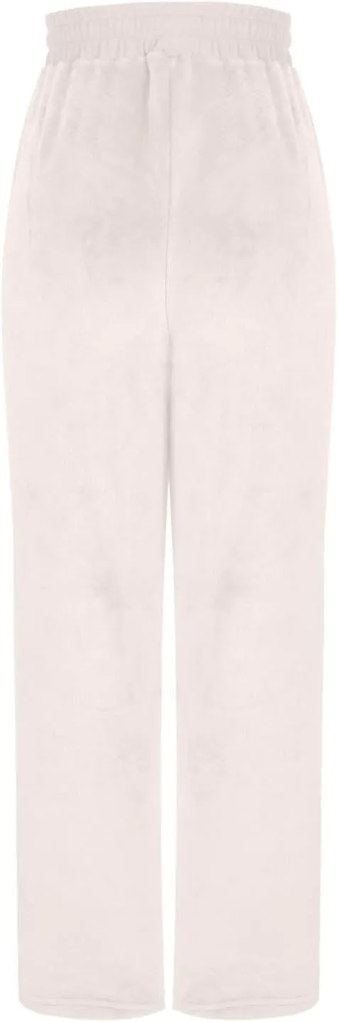 Womens Fuzzy Fleece Sweatpants Winter Warm Wide Leg Lounge Pants Comfy Soft Sherpa Pajama Sleepwear with Pockets