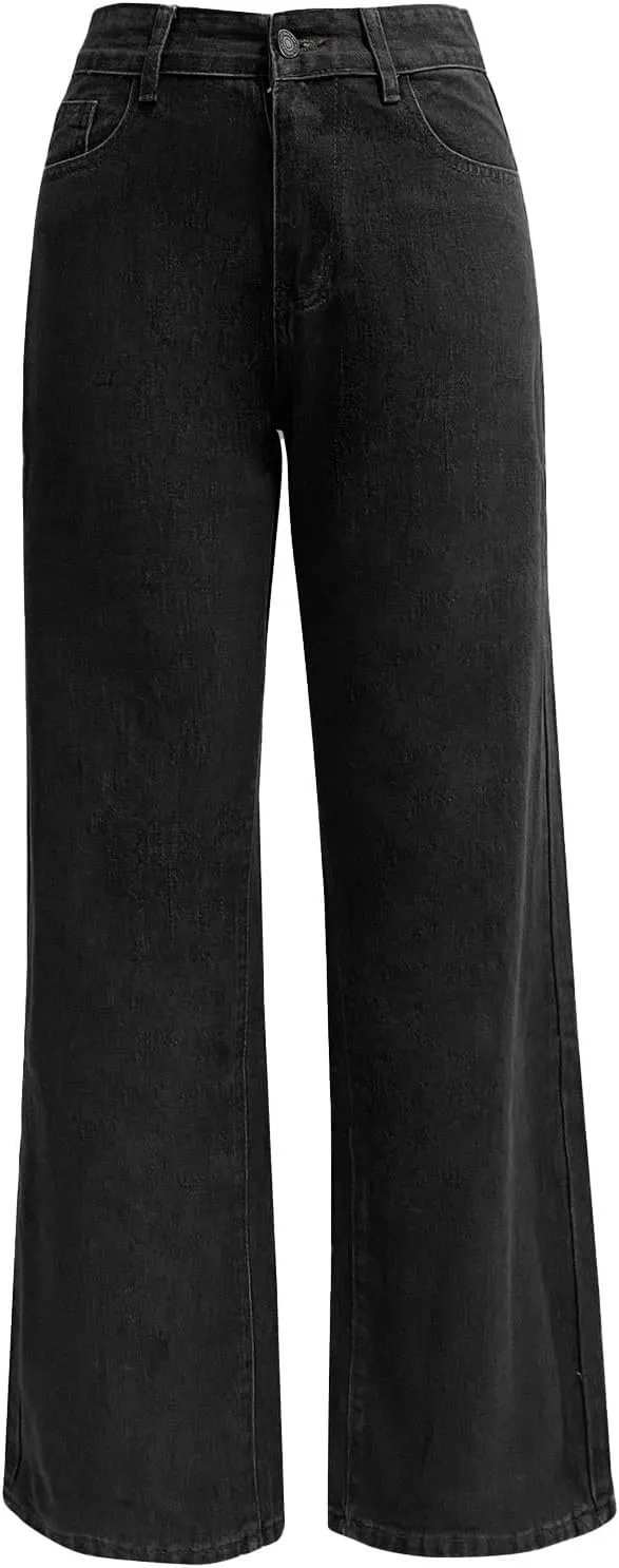 Women's High Waist Washed Ripped Jeans,Vintage Loose Fit Straight Leg Denim Trousers,Casual Stretch Comfort Pants
