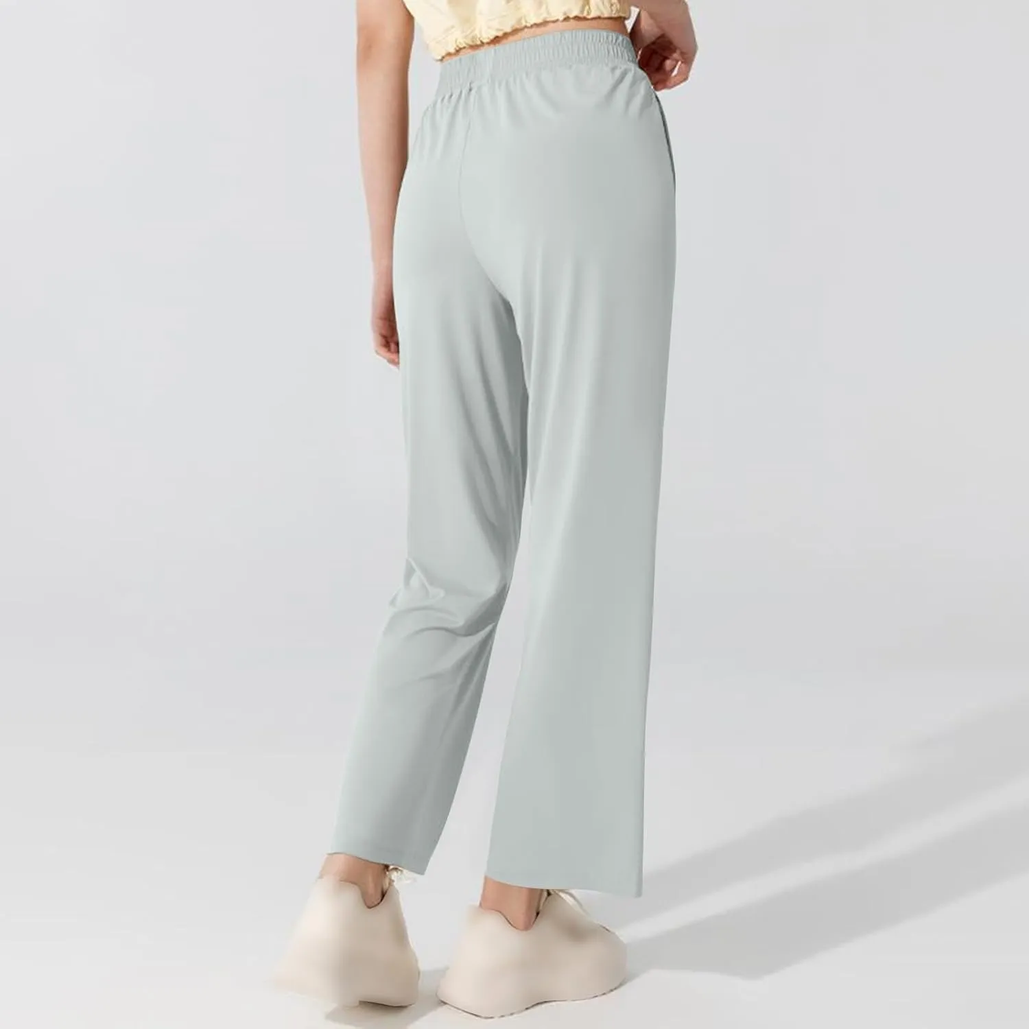 Women's High Waisted Wide Leg Pants with Pockets Casual Loose Palazzo Trousers Solid Straight Baggy Sweatpants Loungewear