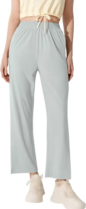 Women's High Waisted Wide Leg Pants with Pockets Casual Loose Palazzo Trousers Solid Straight Baggy Sweatpants Loungewear