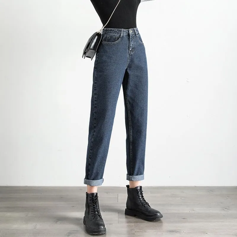Womens Jeans High Waist Harem Pants Loose Fit Denim Trousers and Radish Pants Chic Straight Leg Retro Vintage Jeans for