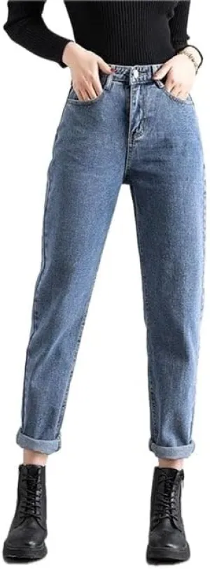 Womens Jeans High Waist Harem Pants Loose Fit Denim Trousers and Radish Pants Chic Straight Leg Retro Vintage Jeans for