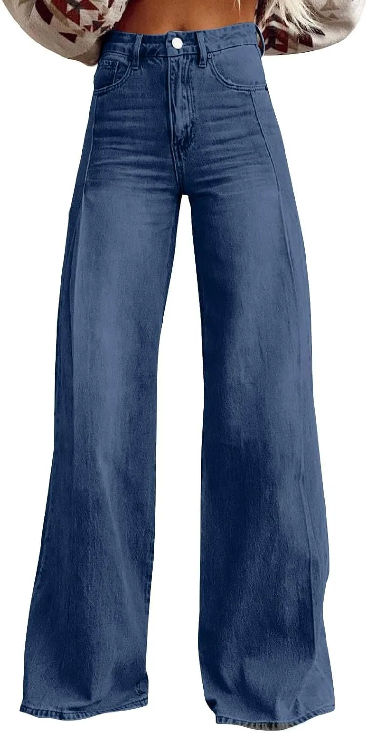 Womens Jeans, Plus Size Sweatpants High Waisted Jeans Wide Leg Denim Pants