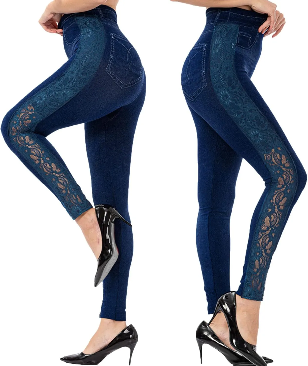 Womens Joggers High Waisted Tummy Control Lace Leggings Slimming Scrunch Athletic Tights Seamless High Elastic Butt