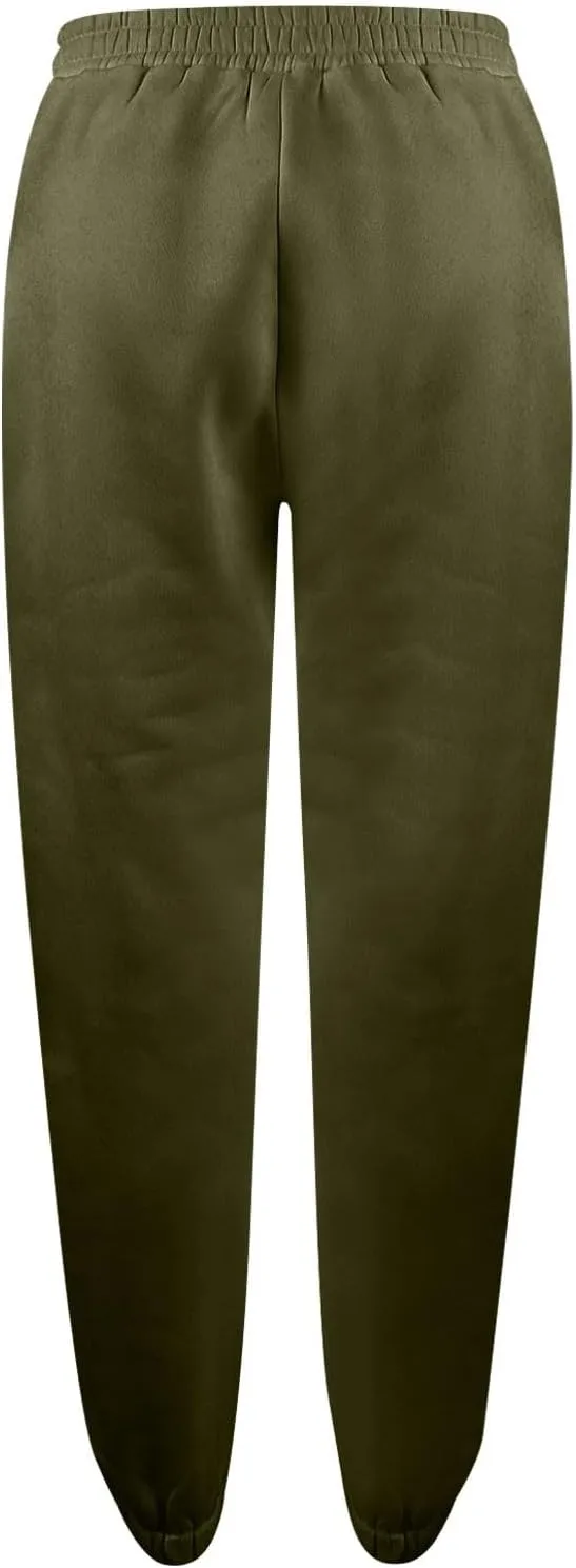 Womens Joggers with Pockets Fleece Baggy Sweatpants Low Rise Crossover Waist Loose Lounge Pants Workout Ankle Pants