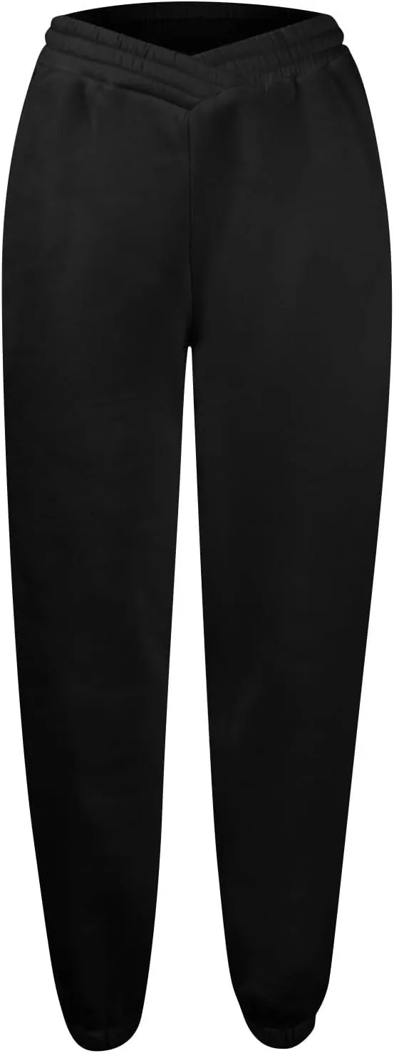 Womens Joggers with Pockets Fleece Baggy Sweatpants Low Rise Crossover Waist Loose Lounge Pants Workout Ankle Pants