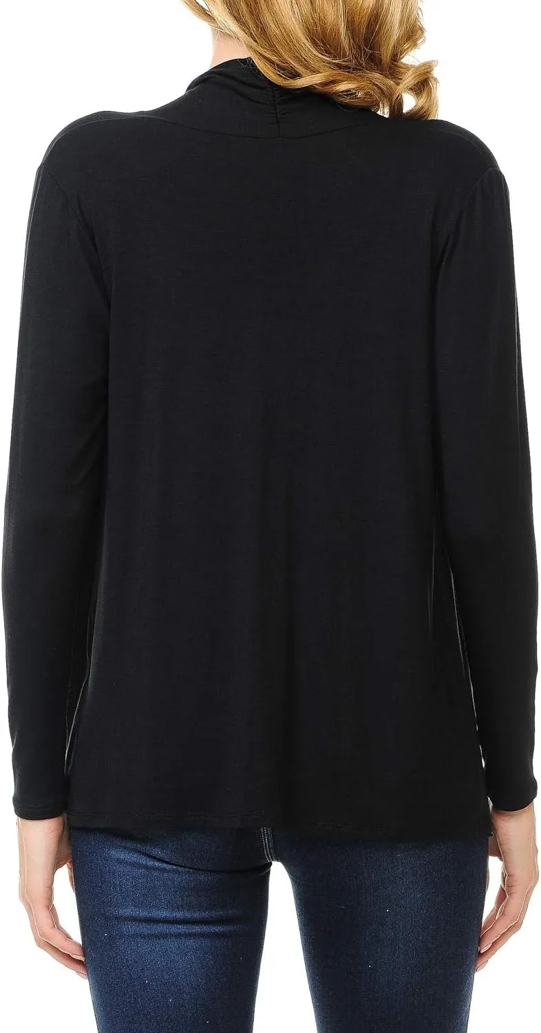 Women's Long Sleeve Open Front Drape Lightweight Knit Cardigan (S-3XL)