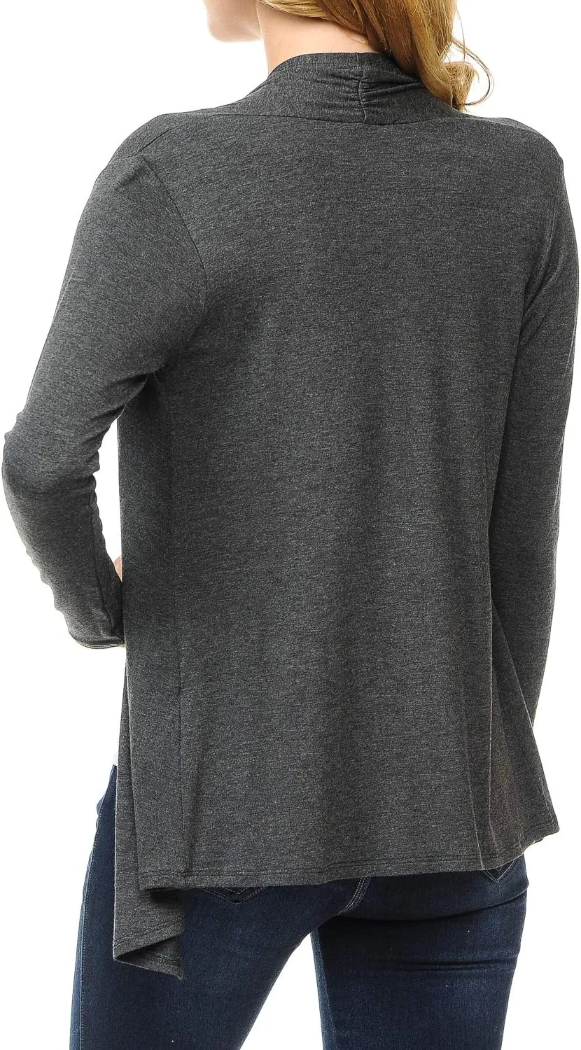 Women's Long Sleeve Open Front Drape Lightweight Knit Cardigan (S-3XL)