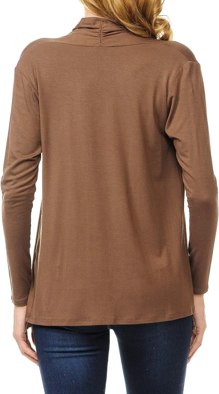 Women's Long Sleeve Open Front Drape Lightweight Knit Cardigan (S-3XL)