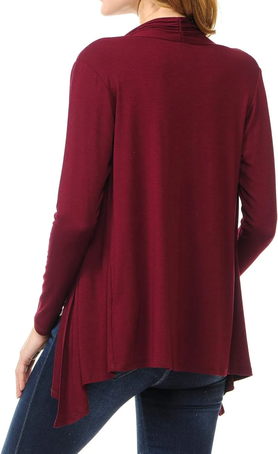 Women's Long Sleeve Open Front Drape Lightweight Knit Cardigan (S-3XL)