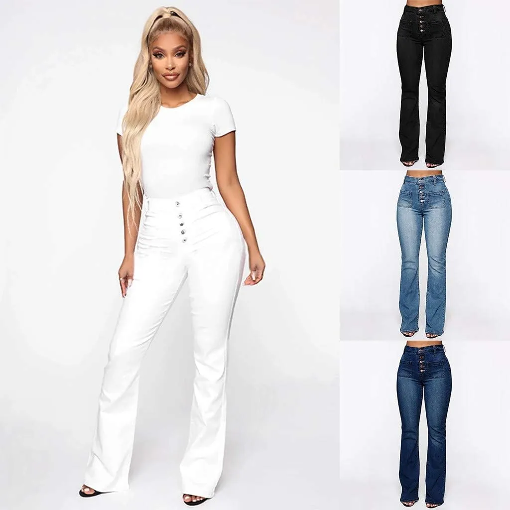 Womens Magic Shaping Bootcut Jeans Premium Stretchy Wide Leg Flared Bell Bottom Denim Pants Work Jeans with Pockets